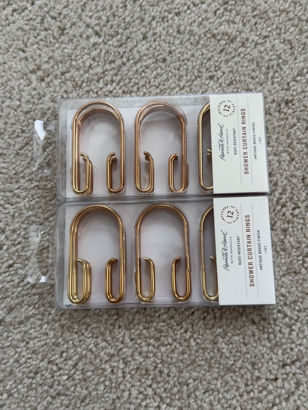 Target Gold Shower Curtain Rings - 2 Packs of 12